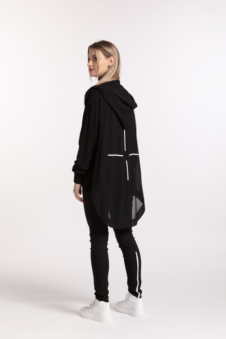 Star gazing jacket black for tall women back view of model