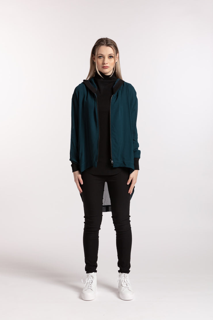 Model wearing Style X Lab Star Gazing Jacket in Petrol