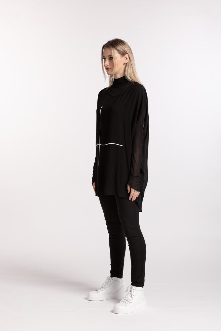 Model in Stars Crossed Top Black side view