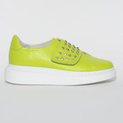 Zena Stud On Tessa Neon Sneaker side. Size 42 womens shoes