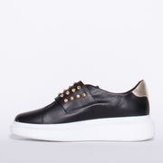 Minx Zena Stud Black Gold Sneaker inside. Size 45 womens shoes