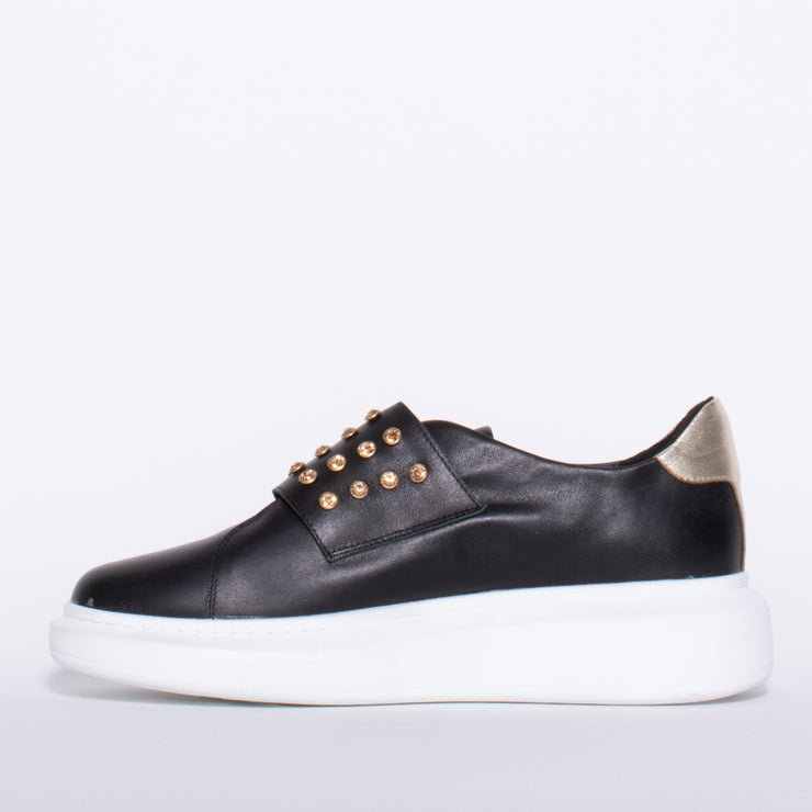 Minx Zena Stud Black Gold Sneaker inside. Size 45 womens shoes