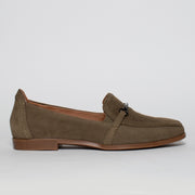 Hush Puppies Zippo Sage Nubuck Loafer side. Size 10 womens shoes