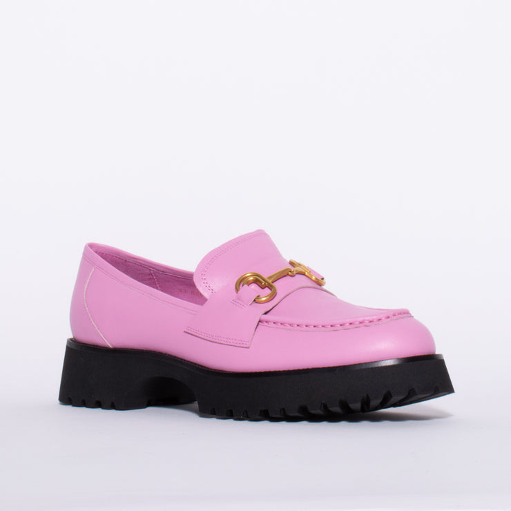 Minx Bite Marks Candy Pink Loafer front. Size 44 womens shoes