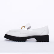 Minx Bite Marks White Hi Shine Loafer Shoe inside. Size 46 womens shoes