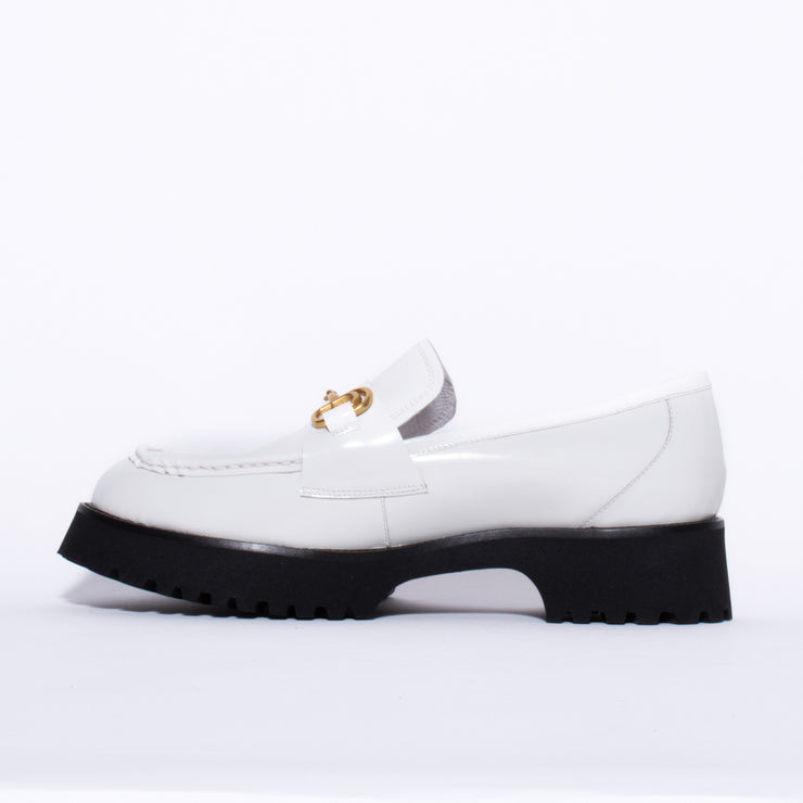 Minx Bite Marks White Hi Shine Loafer Shoe inside. Size 46 womens shoes