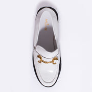 Minx Bite Marks White Hi Shine Loafer Shoe inside. Size 43 womens shoes