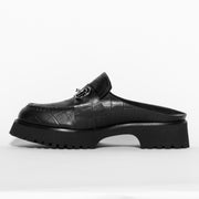 Minx Half Bite Black Croc Print Mule shoe inside. Size 46 womens shoes