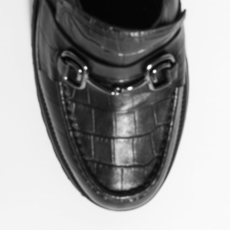 Minx Half Bite Black Croc Print Mule shoe toe. Size 43 womens shoes