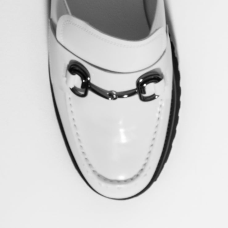 Minx Half Bite White Hi Shine Mule Shoe toe. Size 43 womens shoes