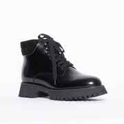 Minx Tommy Black Combo Ankle Boot front. Size 44 womens shoes